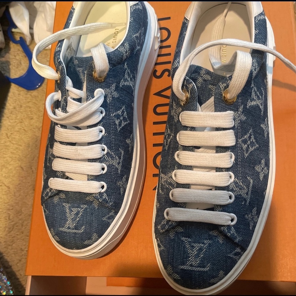 LOUIS VUITTON FRONT ROW LV SNEAKER BLUE JEAN